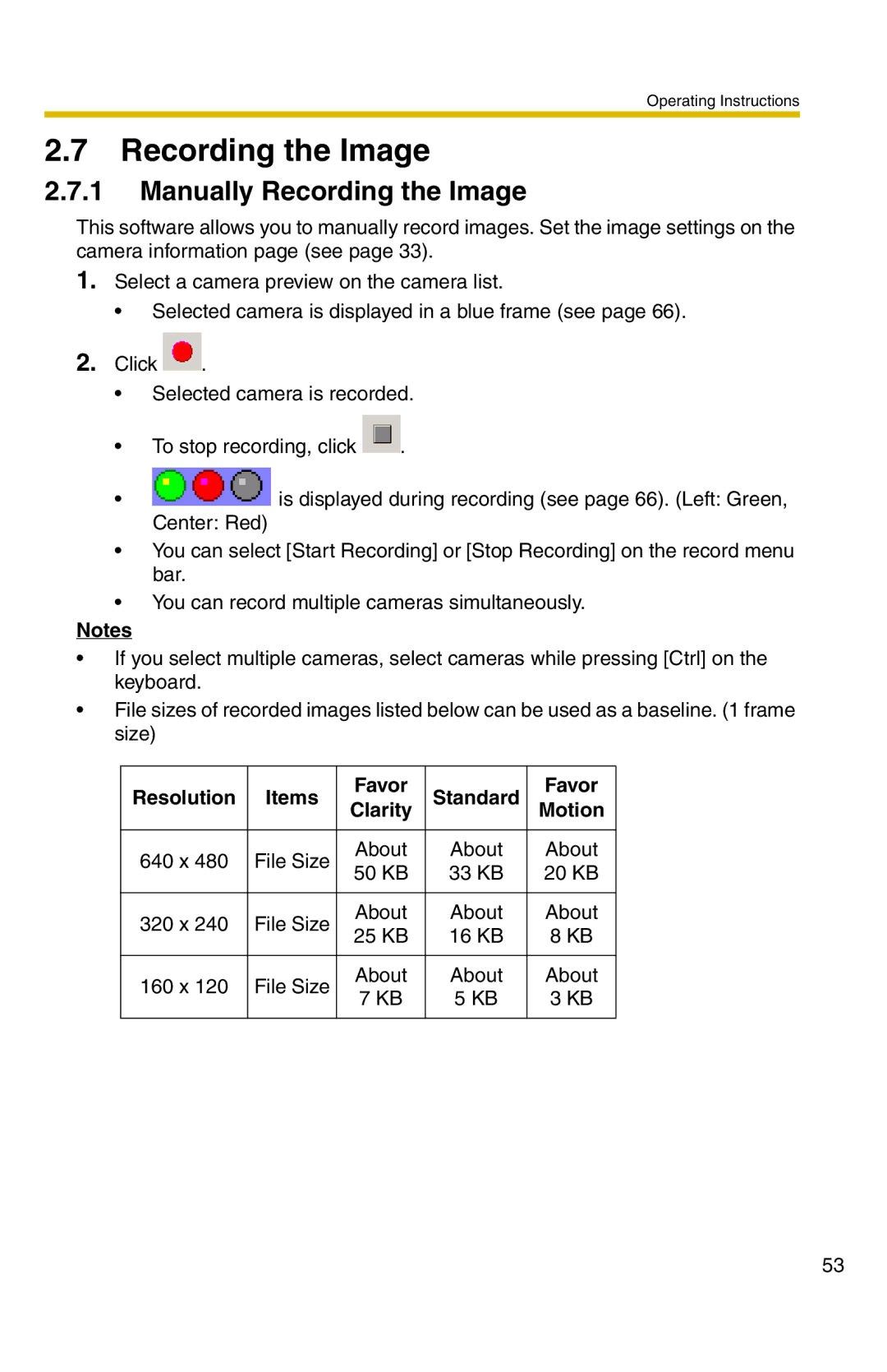 Panasonic BB-HNP11A operating instructions Manually Recording the Image 