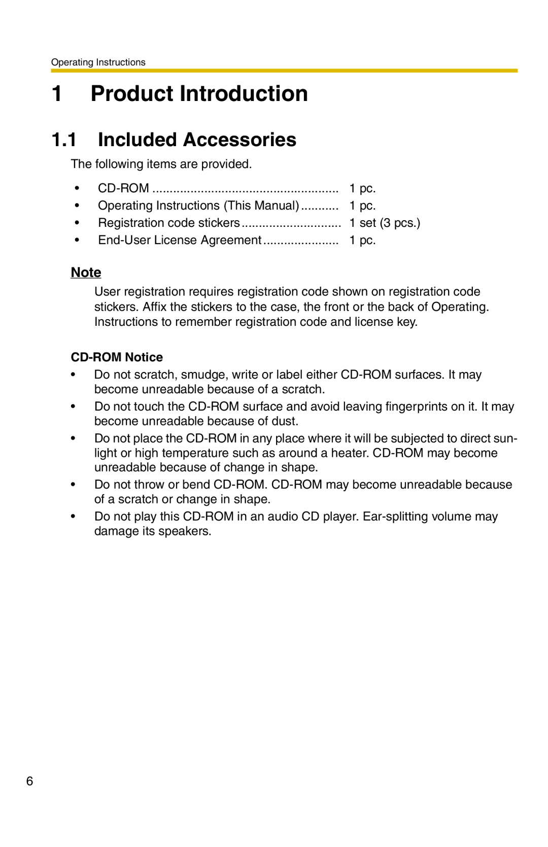 Panasonic BB-HNP11A operating instructions Included Accessories, CD-ROM Notice 