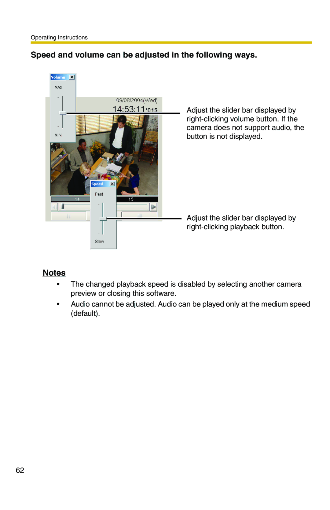 Panasonic BB-HNP11A operating instructions Speed and volume can be adjusted in the following ways 