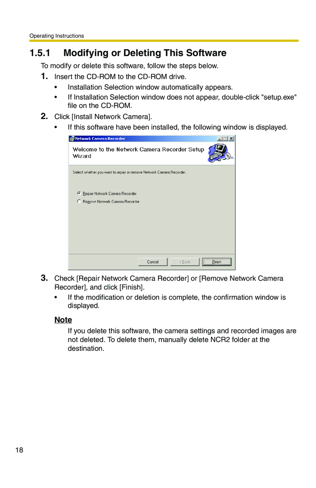 Panasonic BB-HNP11CE operating instructions Modifying or Deleting This Software 