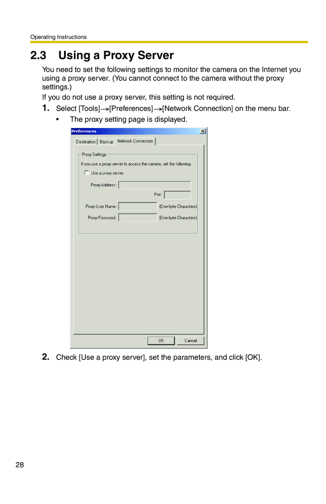 Panasonic BB-HNP11CE operating instructions Using a Proxy Server 