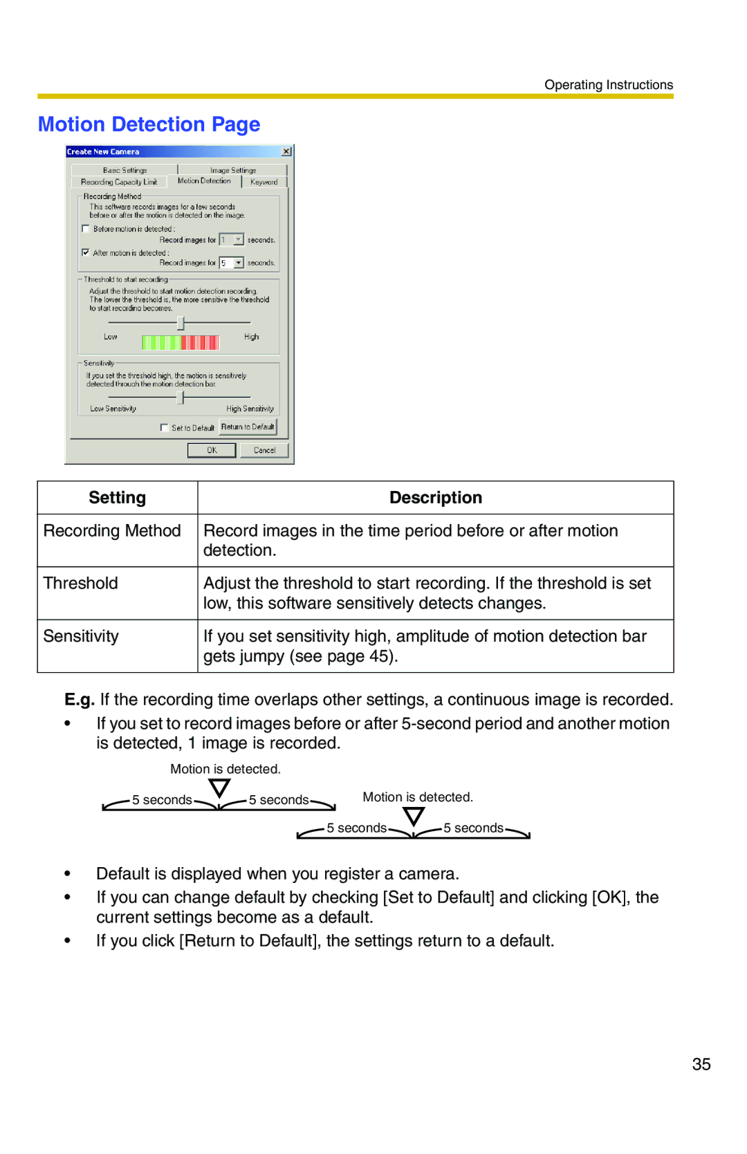 Panasonic BB-HNP11CE operating instructions Motion Detection 