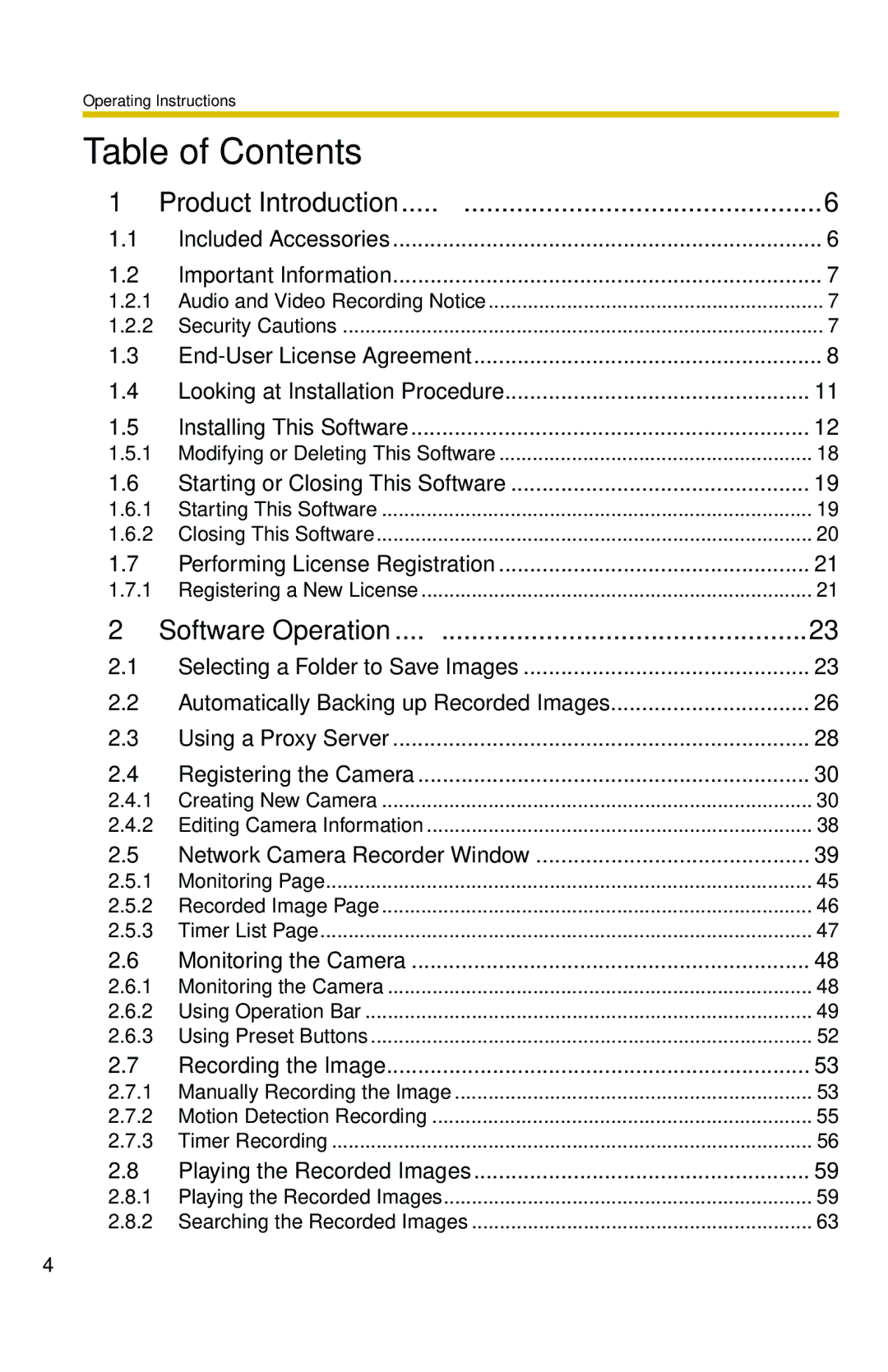 Panasonic BB-HNP11CE operating instructions Table of Contents 