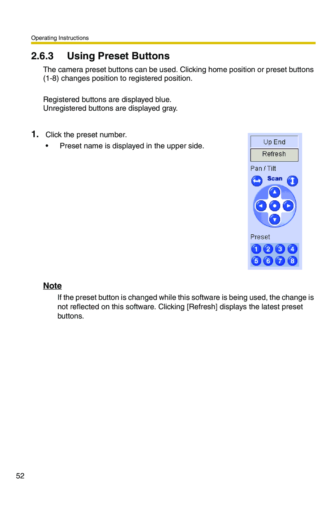 Panasonic BB-HNP11CE operating instructions Using Preset Buttons 