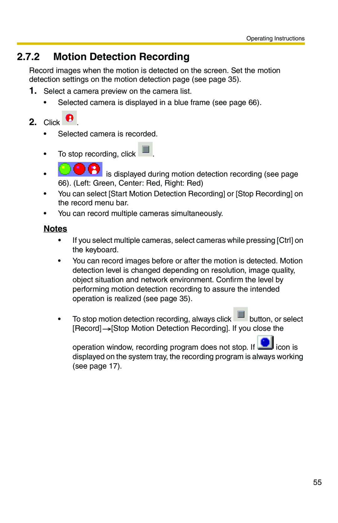 Panasonic BB-HNP11CE operating instructions Motion Detection Recording 