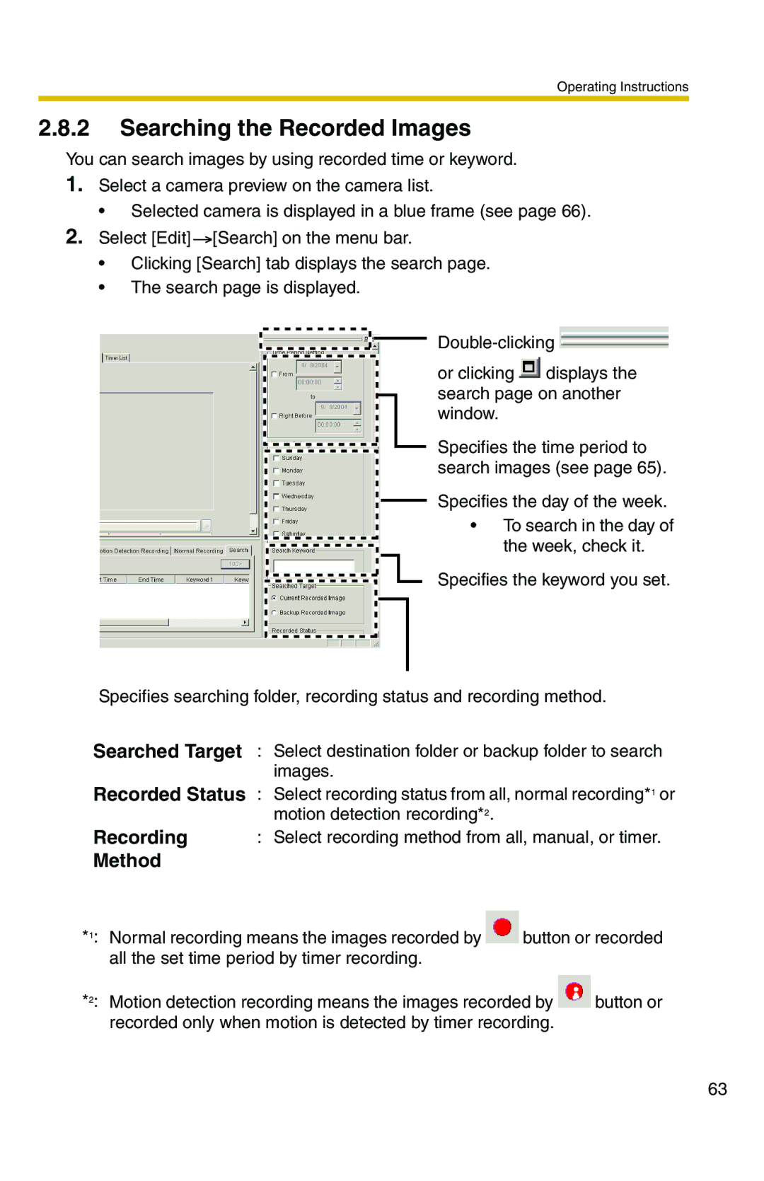 Panasonic BB-HNP11CE operating instructions Searching the Recorded Images, Recording, Method 