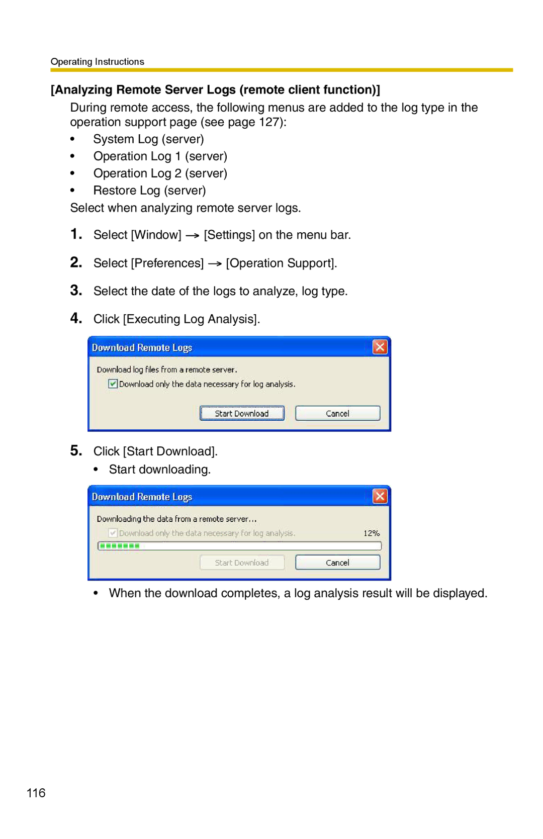 Panasonic BB-HNP15 operating instructions Analyzing Remote Server Logs remote client function 