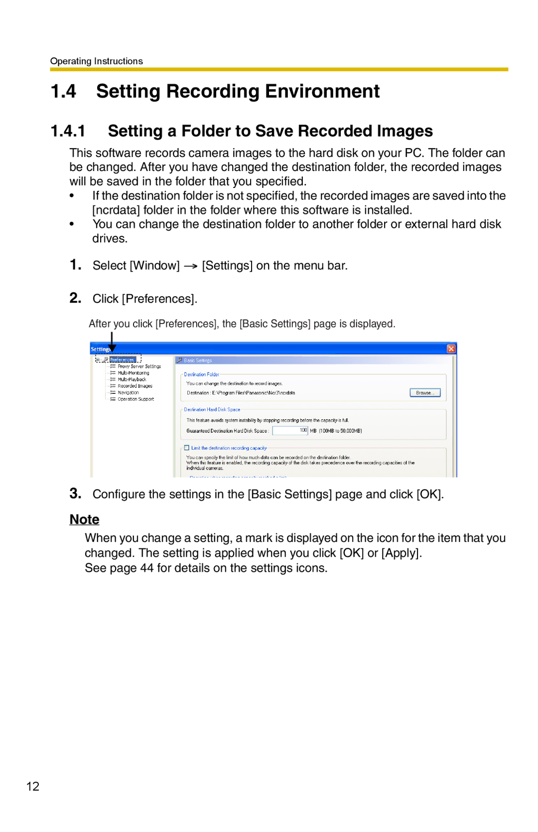 Panasonic BB-HNP15 operating instructions Setting Recording Environment, Setting a Folder to Save Recorded Images 