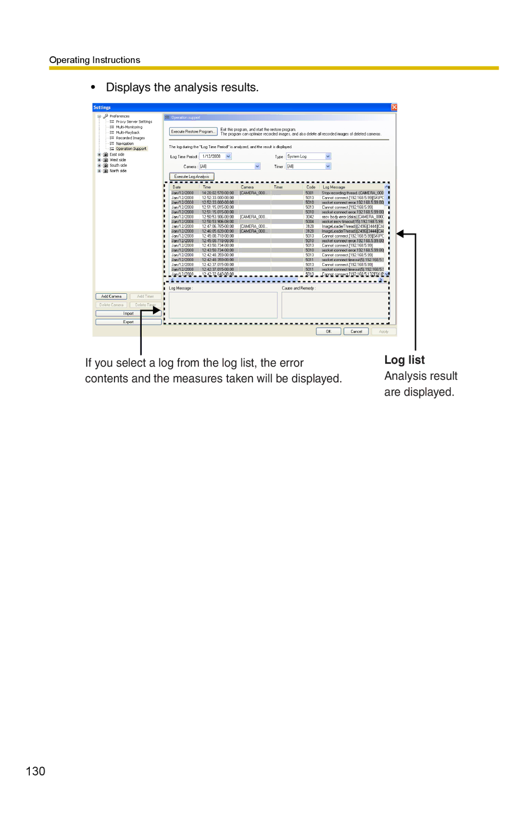 Panasonic BB-HNP15 operating instructions Log list 