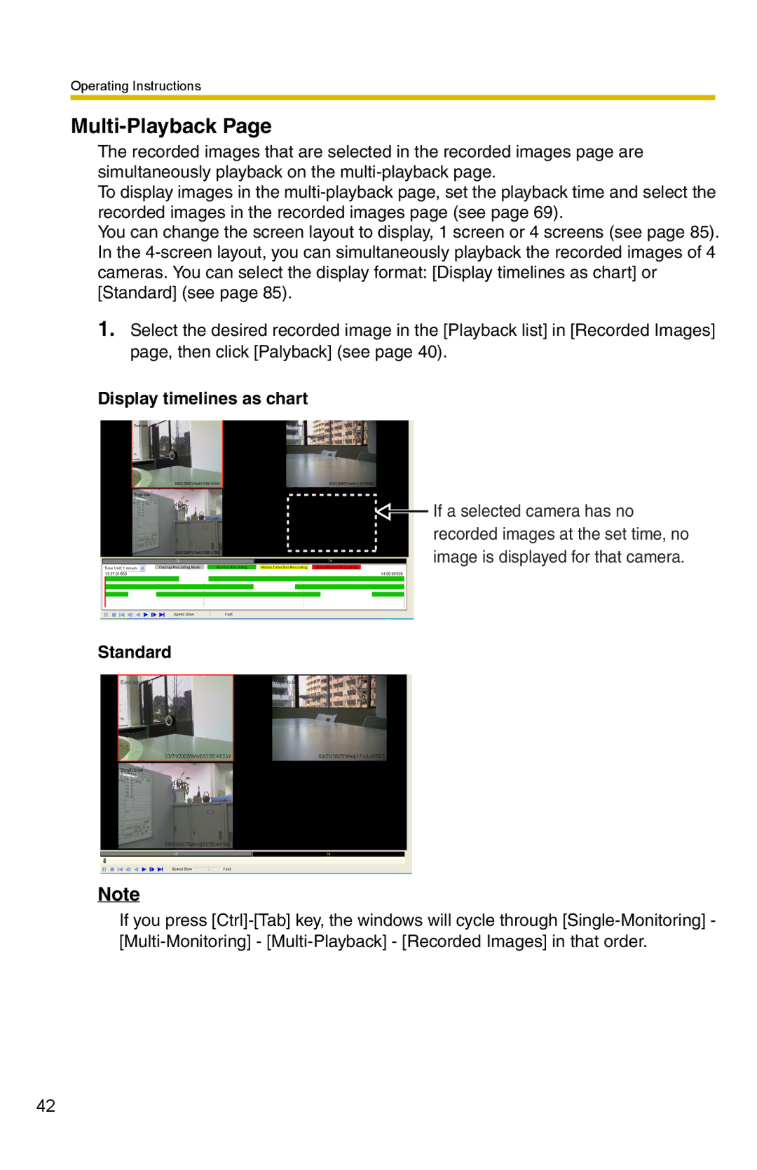 Panasonic BB-HNP15 operating instructions Multi-Playback, Display timelines as chart 