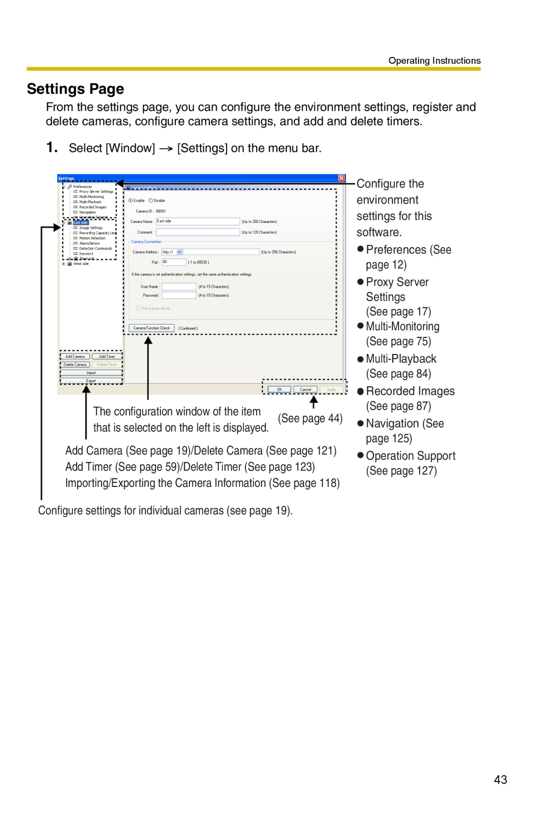 Panasonic BB-HNP15 operating instructions Settings 