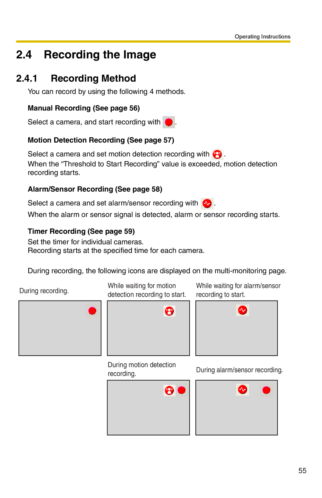 Panasonic BB-HNP15 operating instructions Recording the Image, Recording Method 