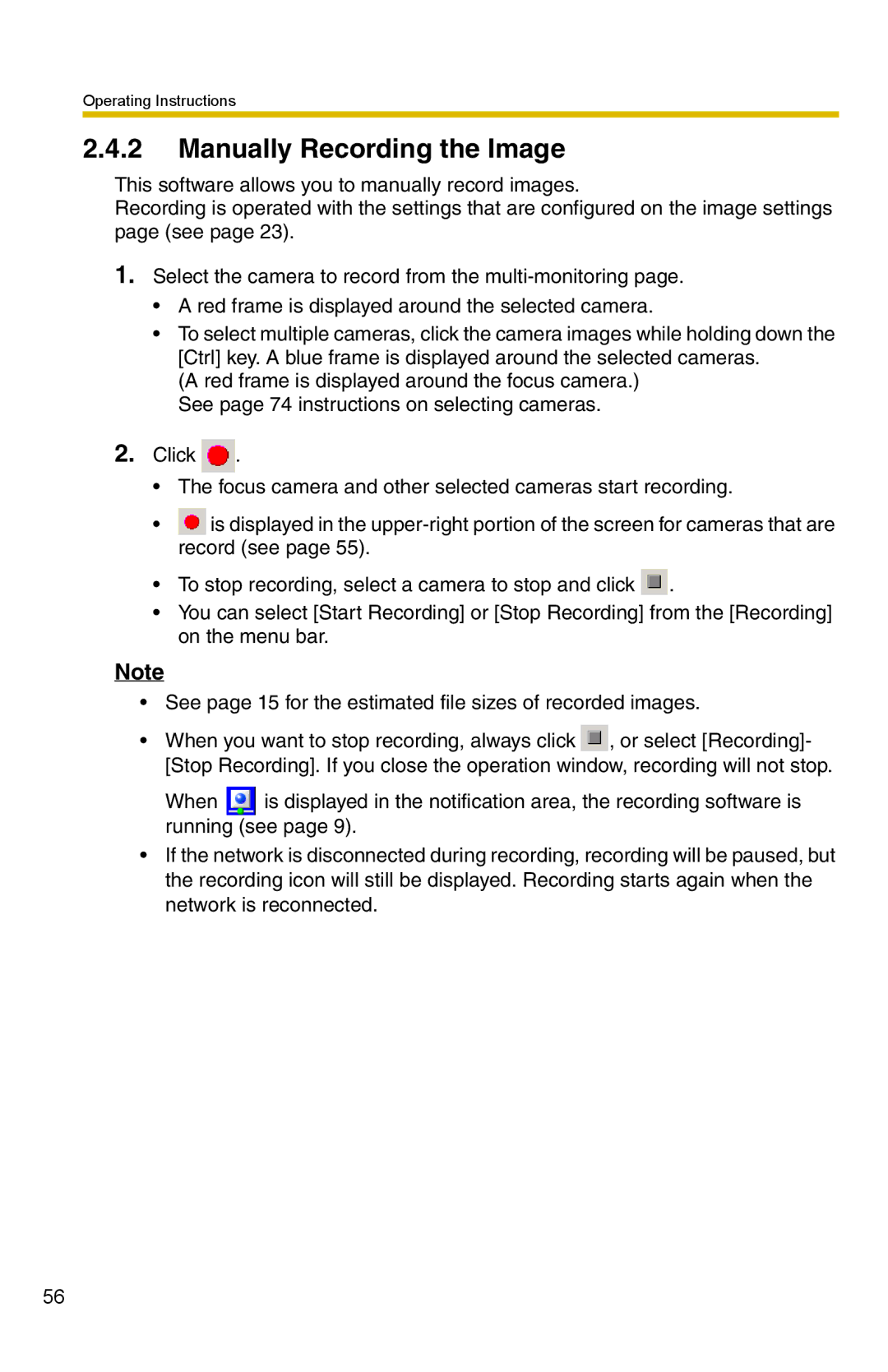 Panasonic BB-HNP15 operating instructions Manually Recording the Image 