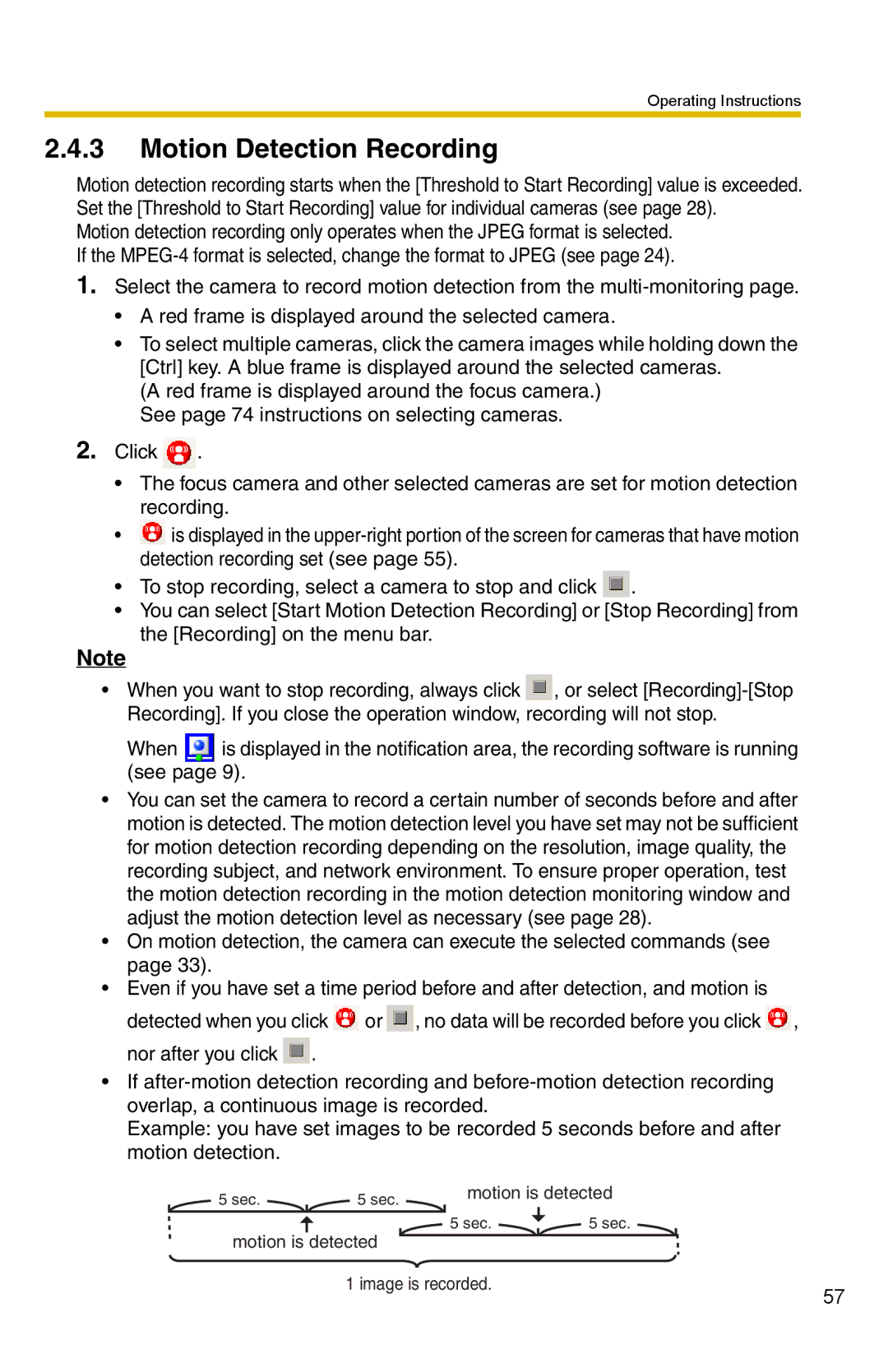 Panasonic BB-HNP15 operating instructions Motion Detection Recording 