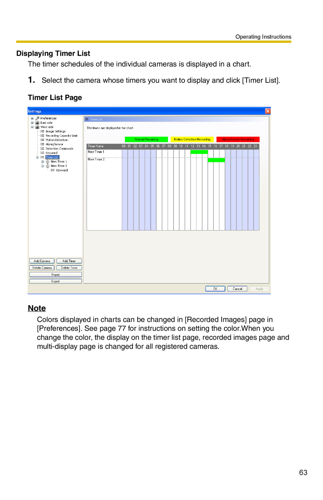 Panasonic BB-HNP15 operating instructions Displaying Timer List 