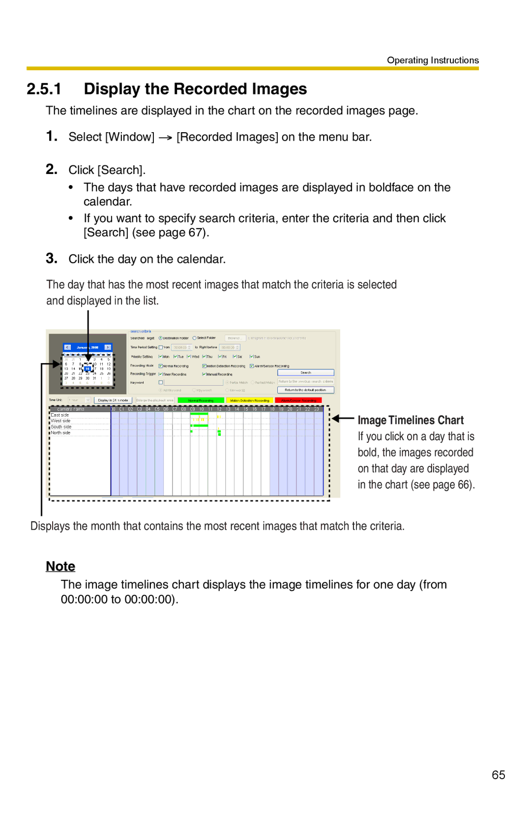 Panasonic BB-HNP15 operating instructions Display the Recorded Images, Image Timelines Chart 