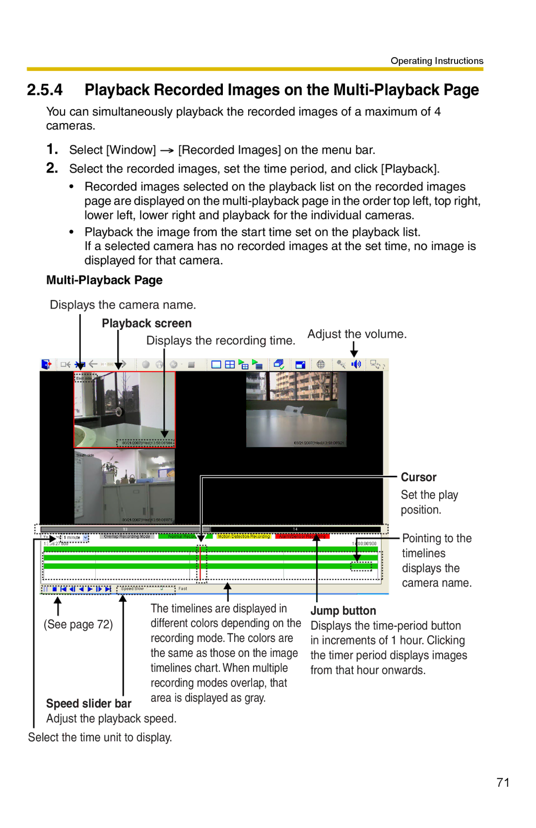 Panasonic BB-HNP15 Playback Recorded Images on the Multi-Playback, Cursor, Jump button, Speed slider bar 