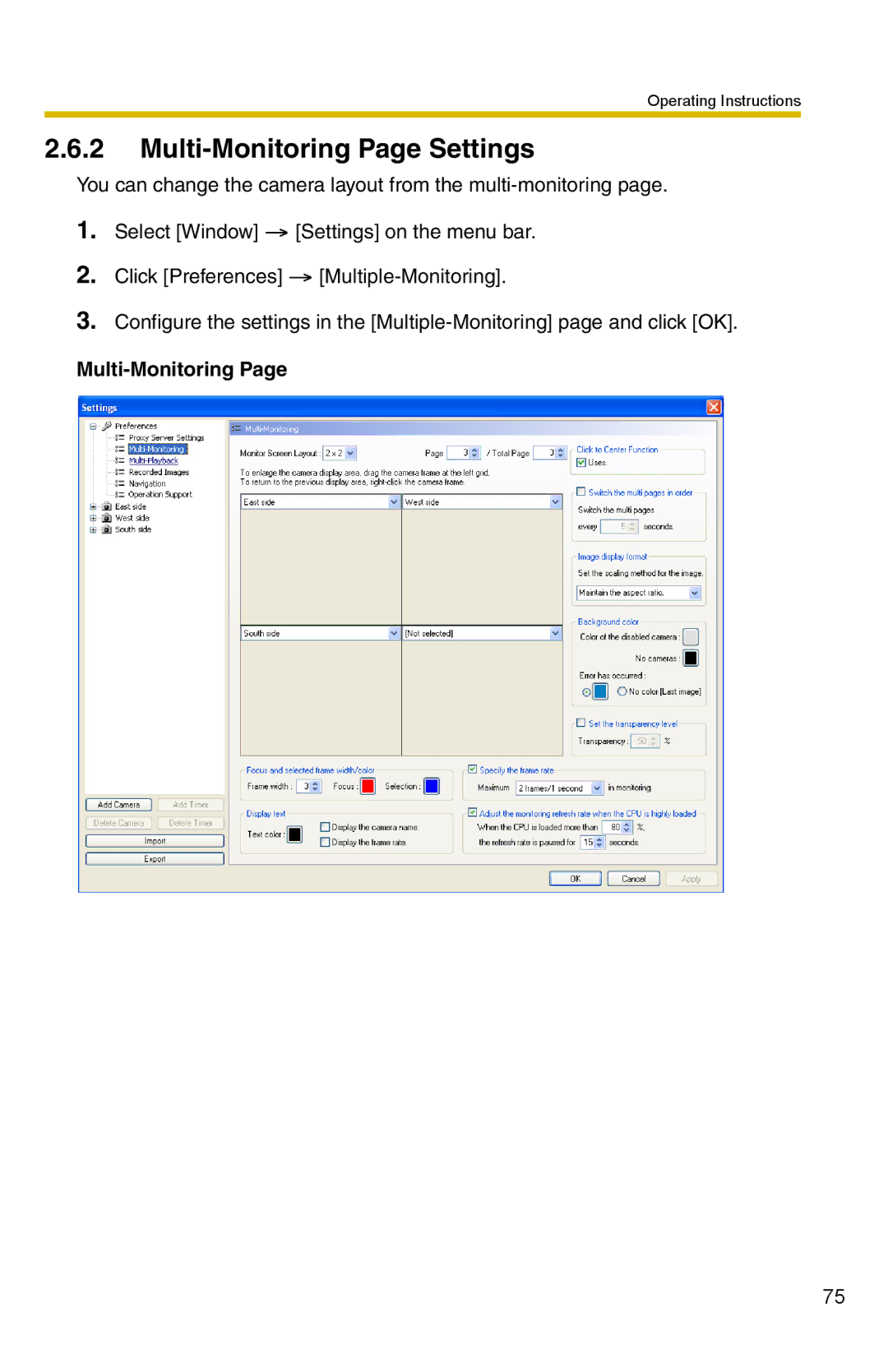 Panasonic BB-HNP15 operating instructions Multi-Monitoring Page Settings 