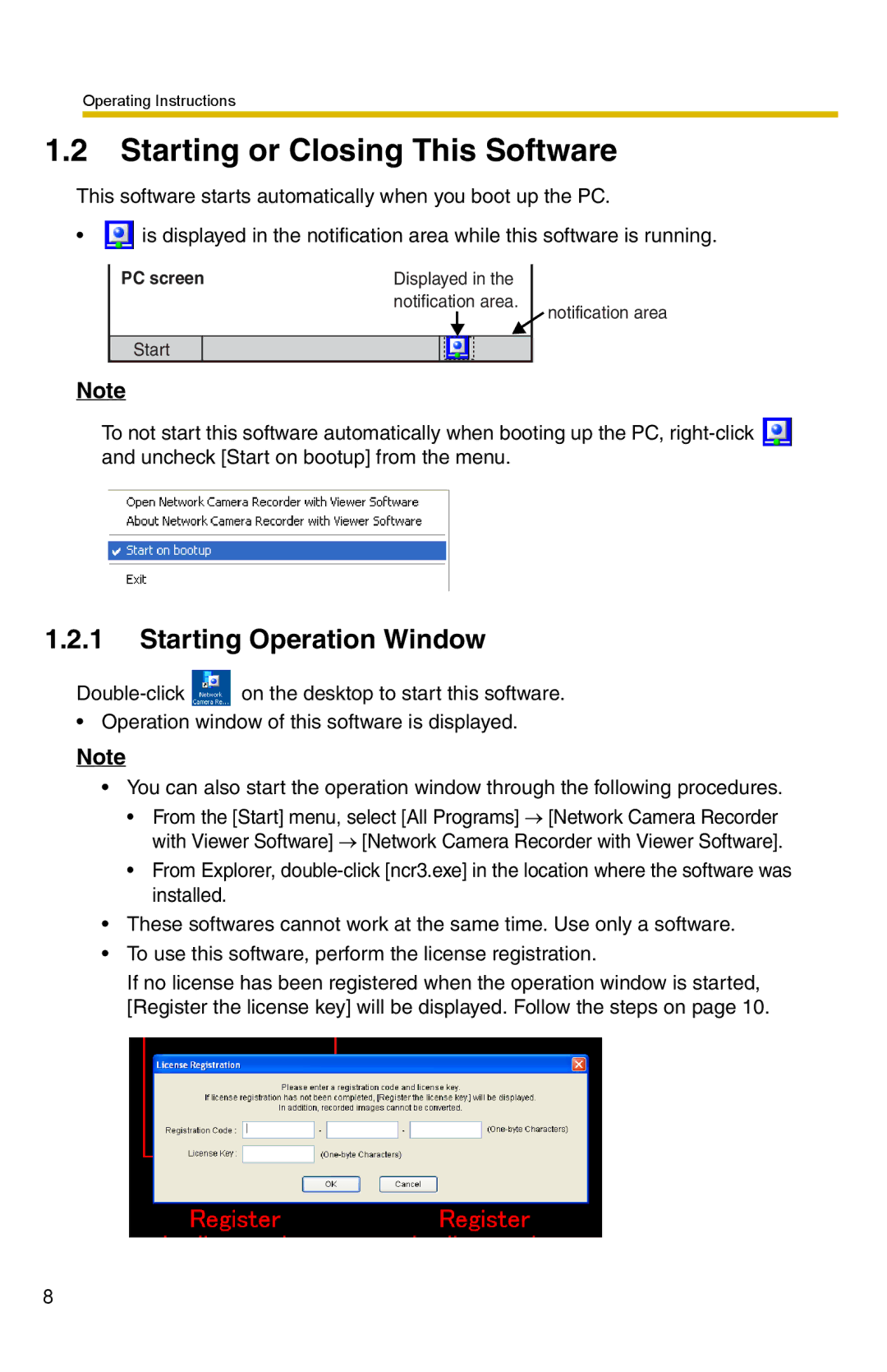 Panasonic BB-HNP15 operating instructions Starting or Closing This Software, Starting Operation Window 