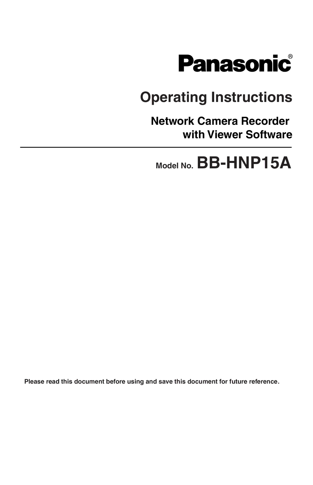 Panasonic BB-HNP15A operating instructions Operating Instructions 