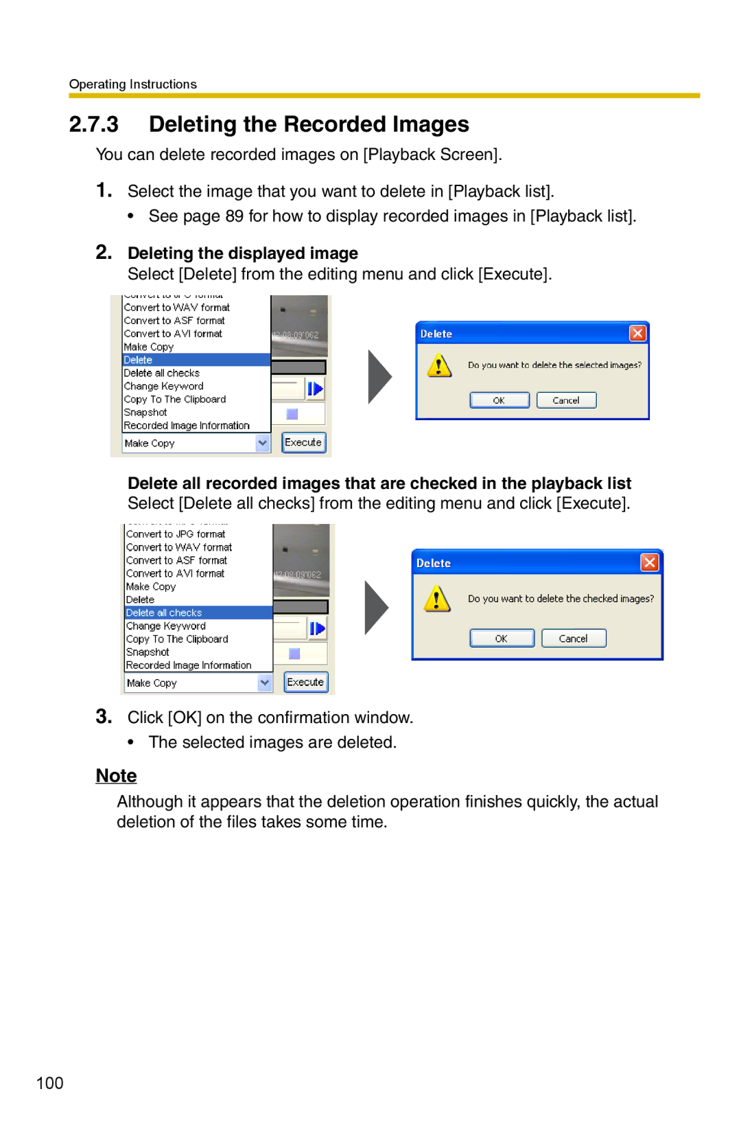 Panasonic BB-HNP15A operating instructions Deleting the Recorded Images, Deleting the displayed image 