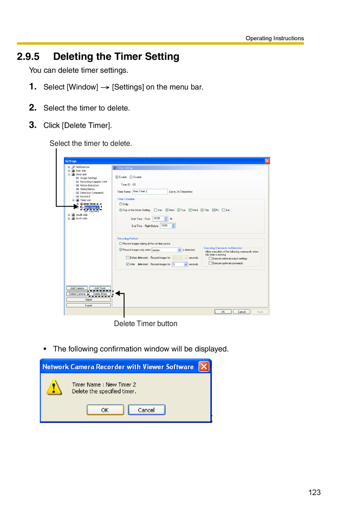 Panasonic BB-HNP15A operating instructions Deleting the Timer Setting 