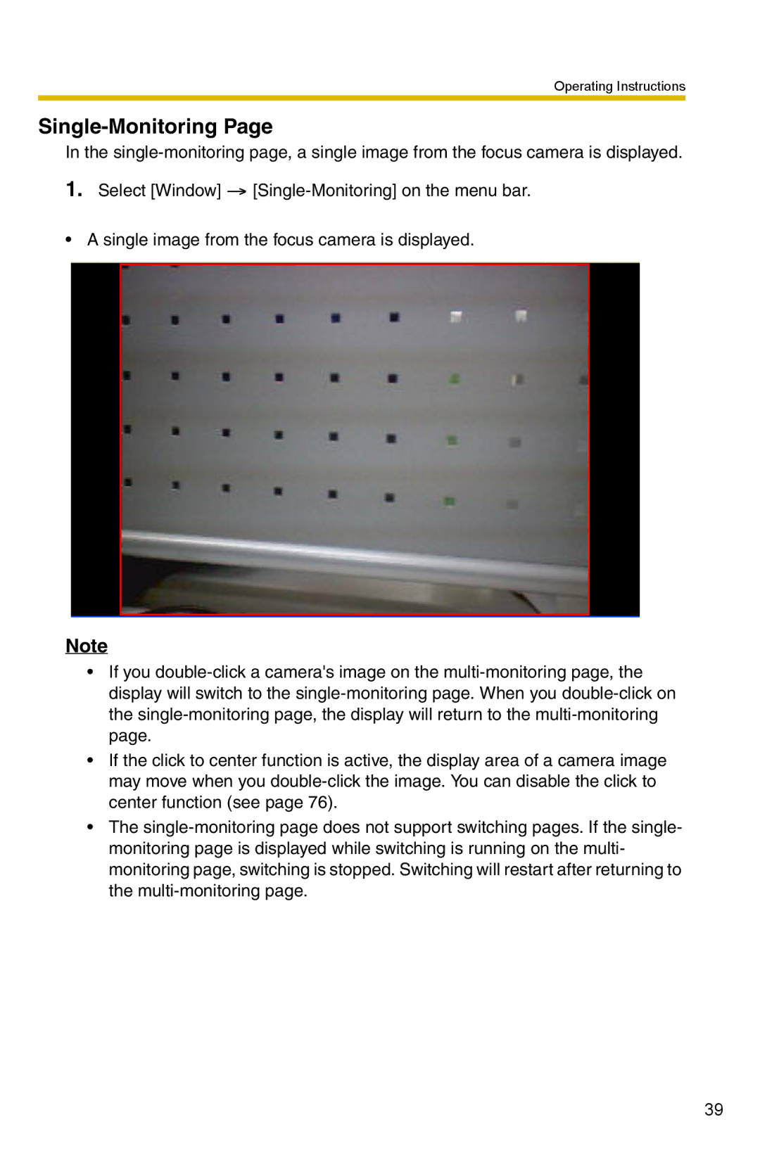 Panasonic BB-HNP15A operating instructions Single-Monitoring 