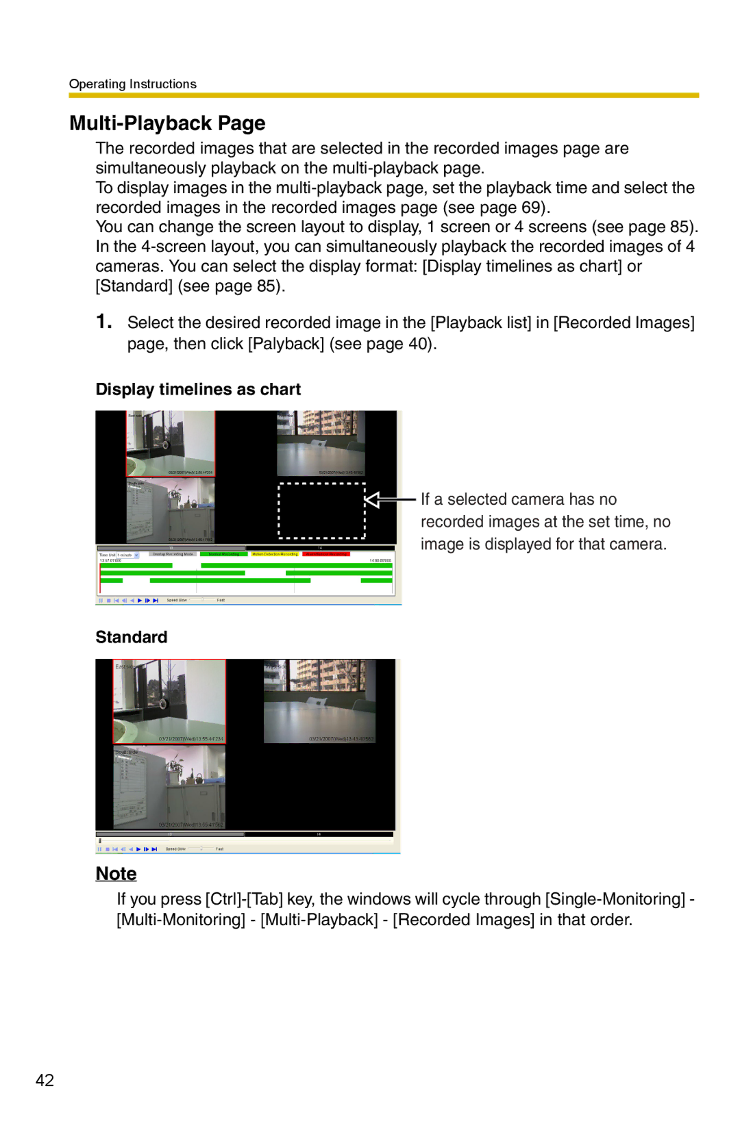 Panasonic BB-HNP15A operating instructions Multi-Playback, Display timelines as chart 