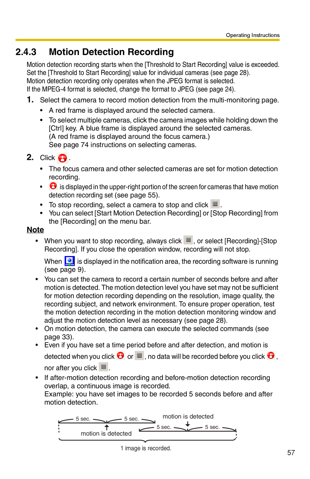 Panasonic BB-HNP15A operating instructions Motion Detection Recording 