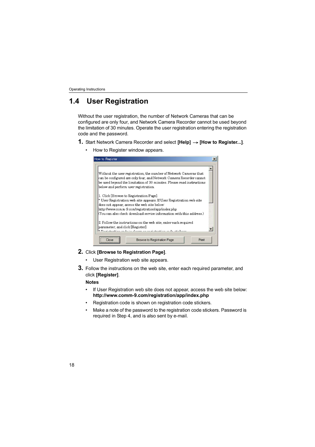 Panasonic BB-HNP60 operating instructions User Registration, Click Browse to Registration 