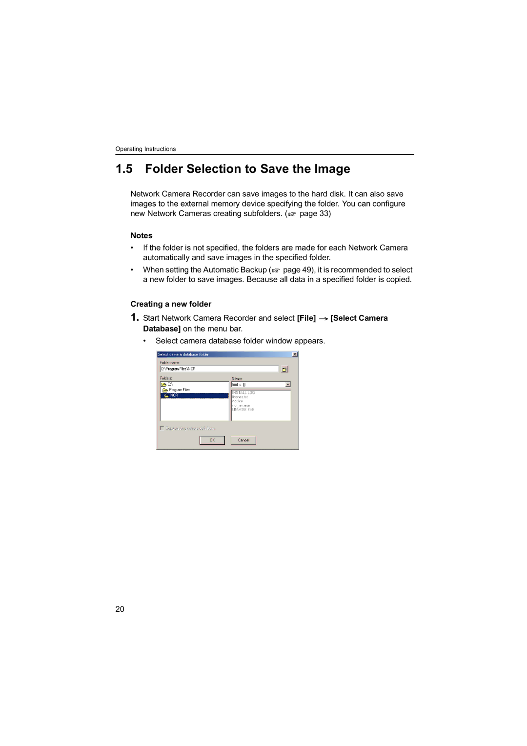 Panasonic BB-HNP60 operating instructions Folder Selection to Save the Image, Creating a new folder 