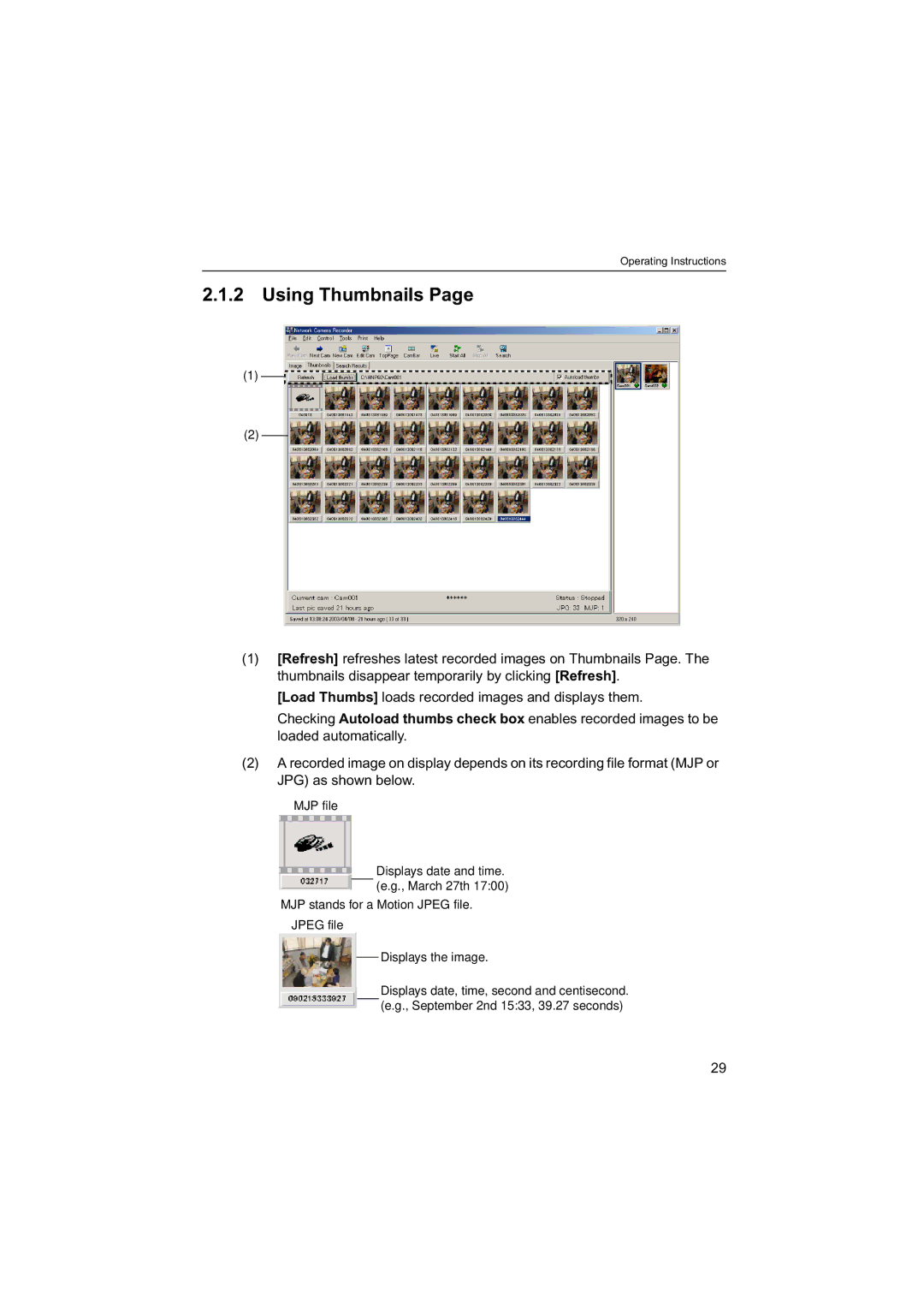 Panasonic BB-HNP60 operating instructions Using Thumbnails 