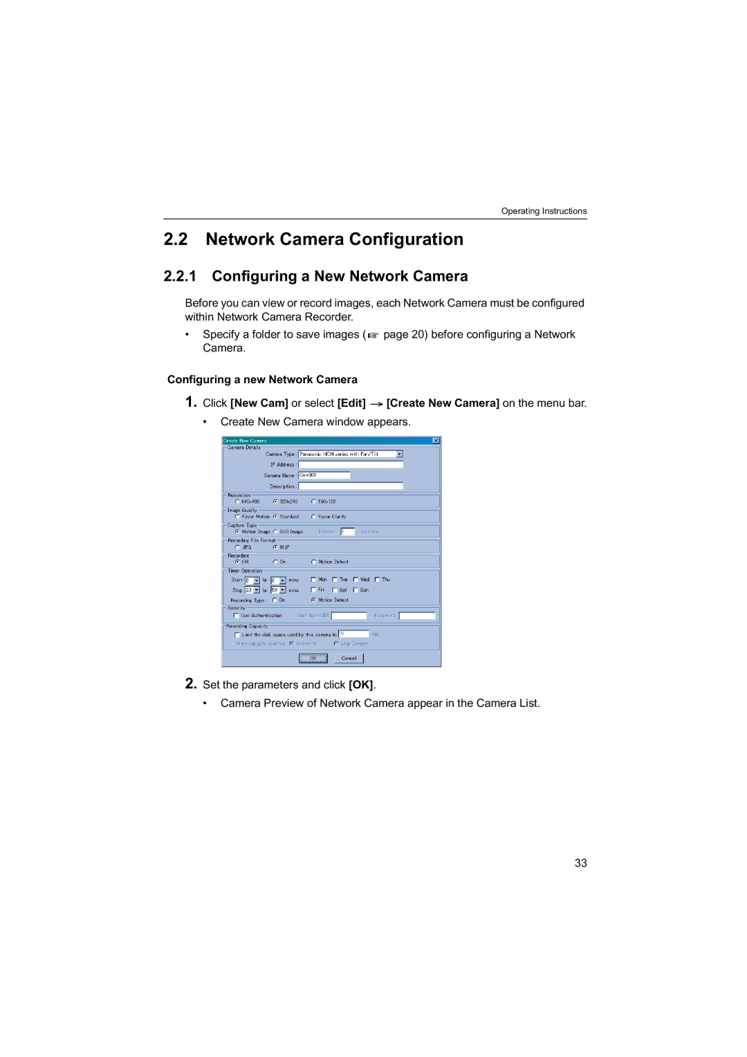 Panasonic BB-HNP60 operating instructions Network Camera Configuration, Configuring a New Network Camera 