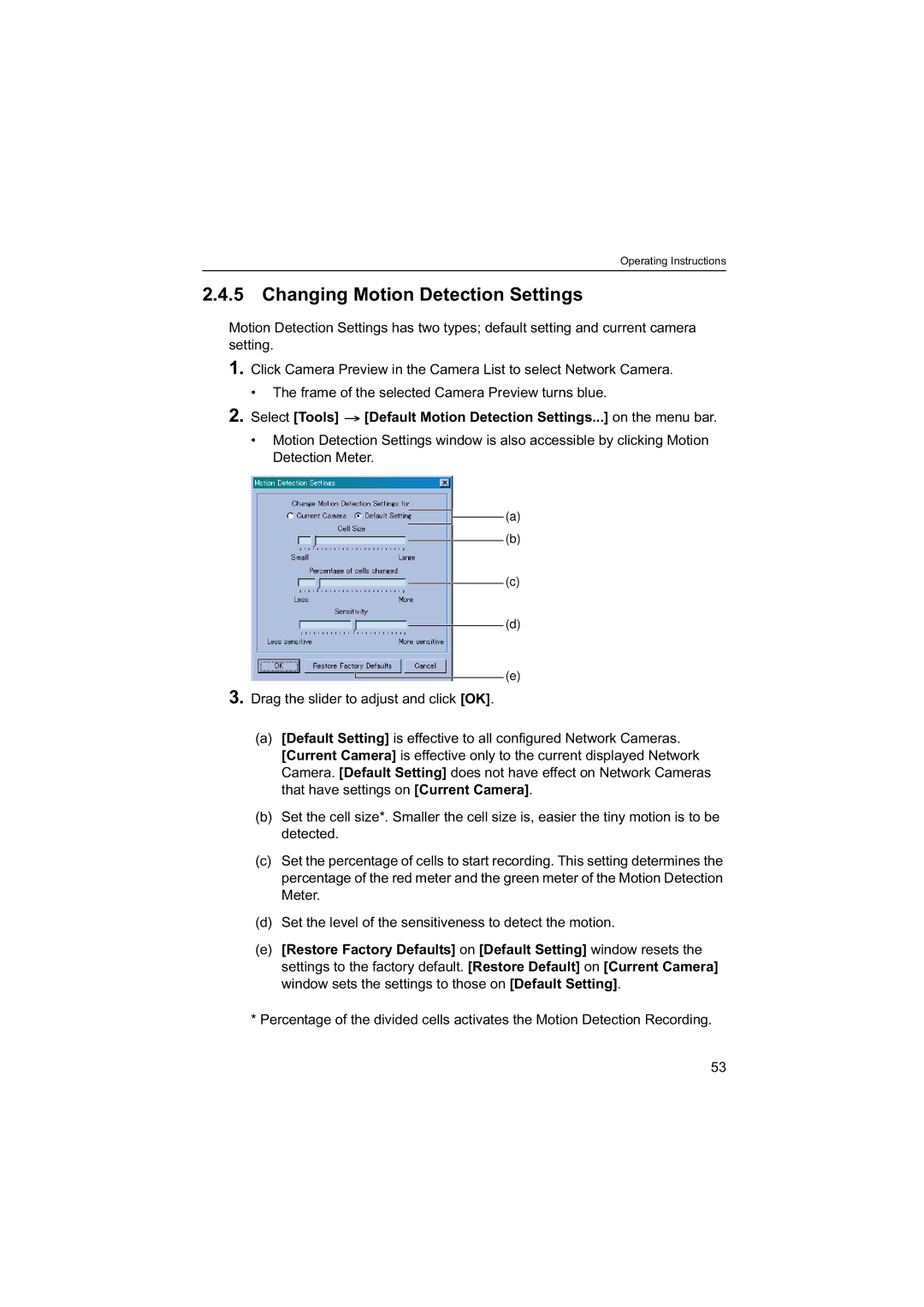 Panasonic BB-HNP60 operating instructions Changing Motion Detection Settings 