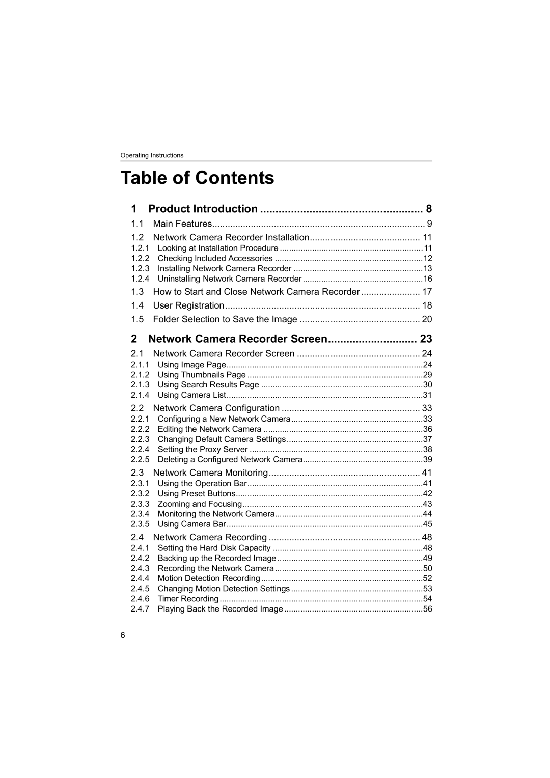 Panasonic BB-HNP60 operating instructions Table of Contents 