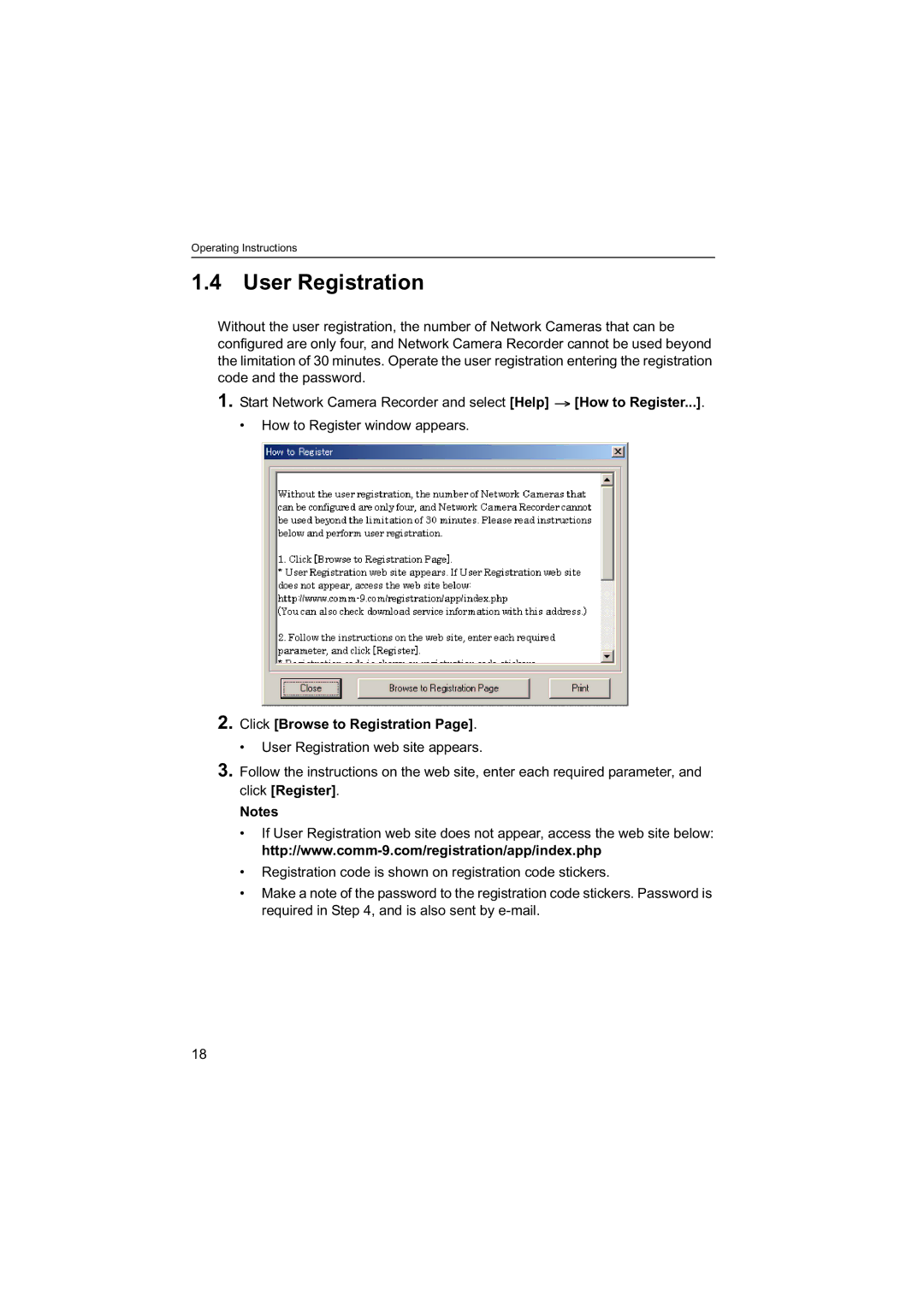 Panasonic BB-HNP60 operating instructions User Registration, Click Browse to Registration 