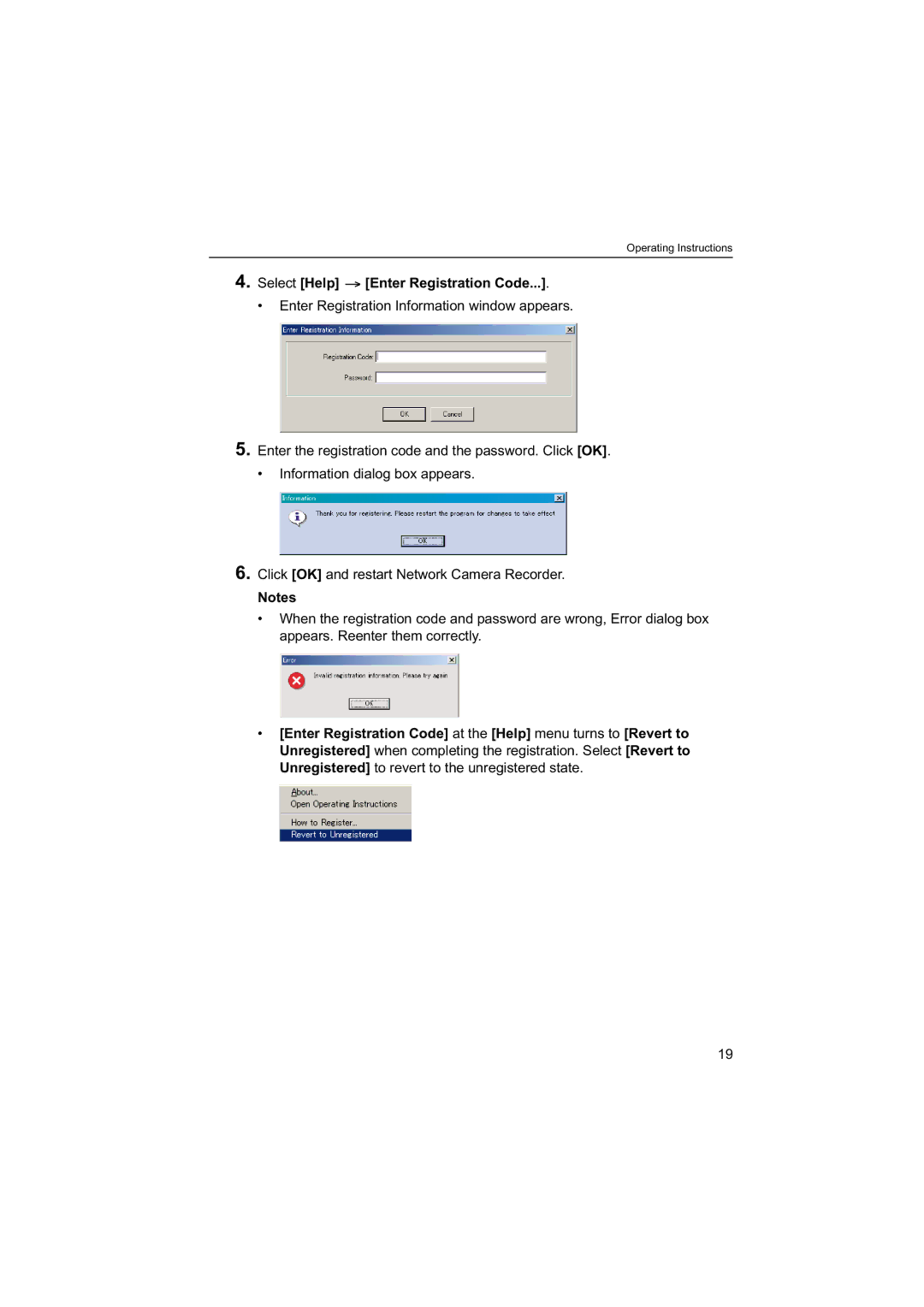 Panasonic BB-HNP60 operating instructions Select Help Enter Registration Code 