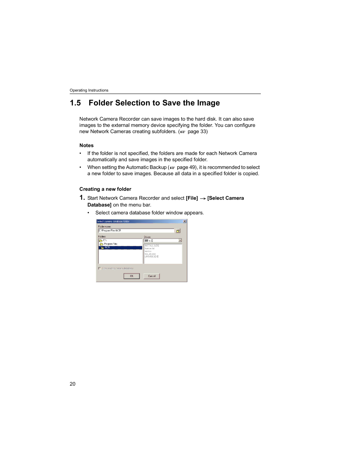 Panasonic BB-HNP60 operating instructions Folder Selection to Save the Image, Creating a new folder 