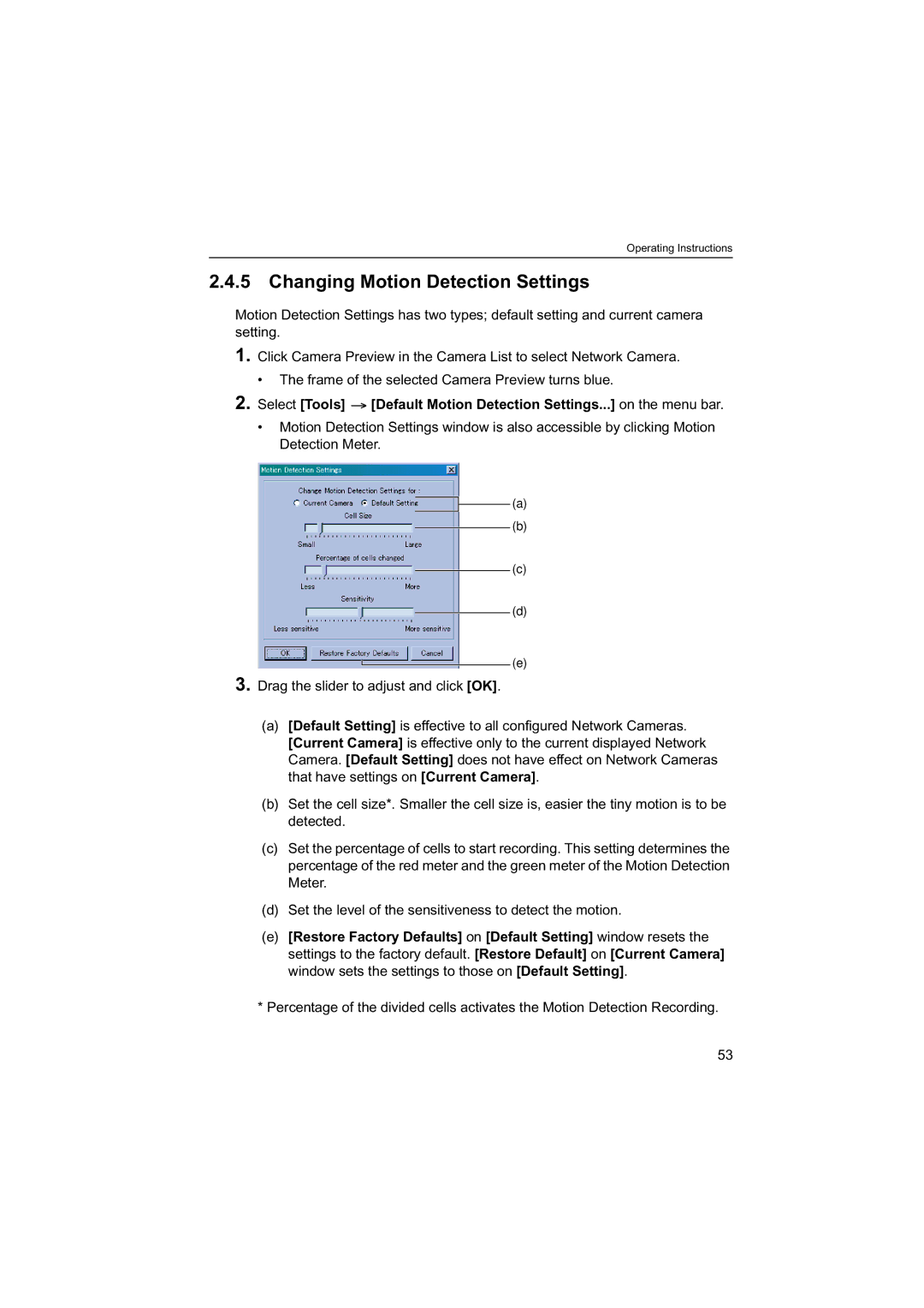 Panasonic BB-HNP60 operating instructions Changing Motion Detection Settings 