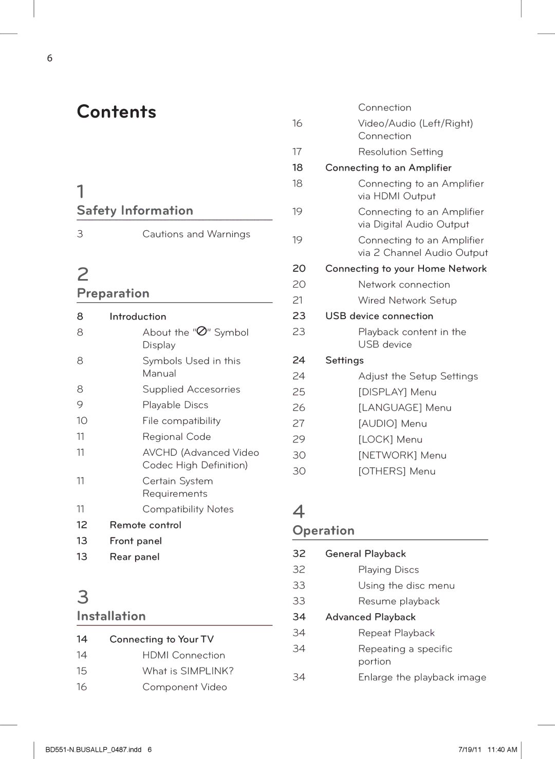 Panasonic BD611 owner manual Contents 