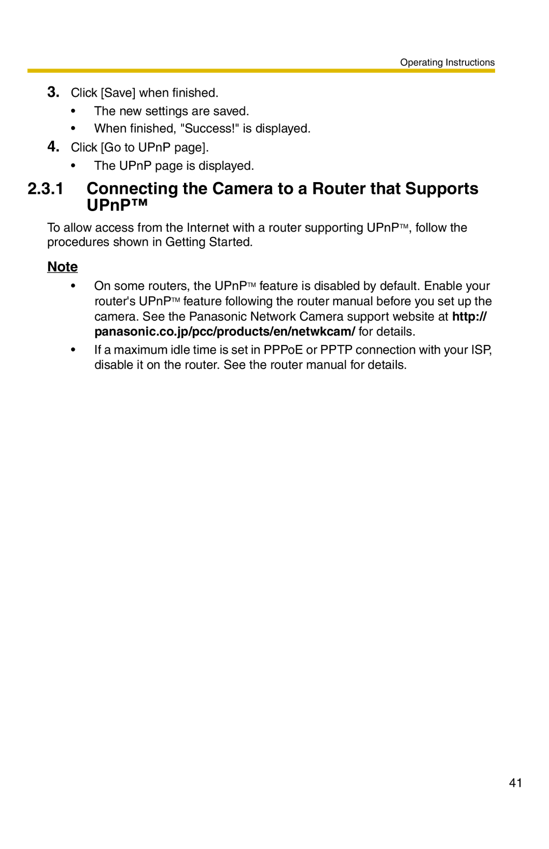 Panasonic BL-C1 operating instructions Connecting the Camera to a Router that Supports UPnP 