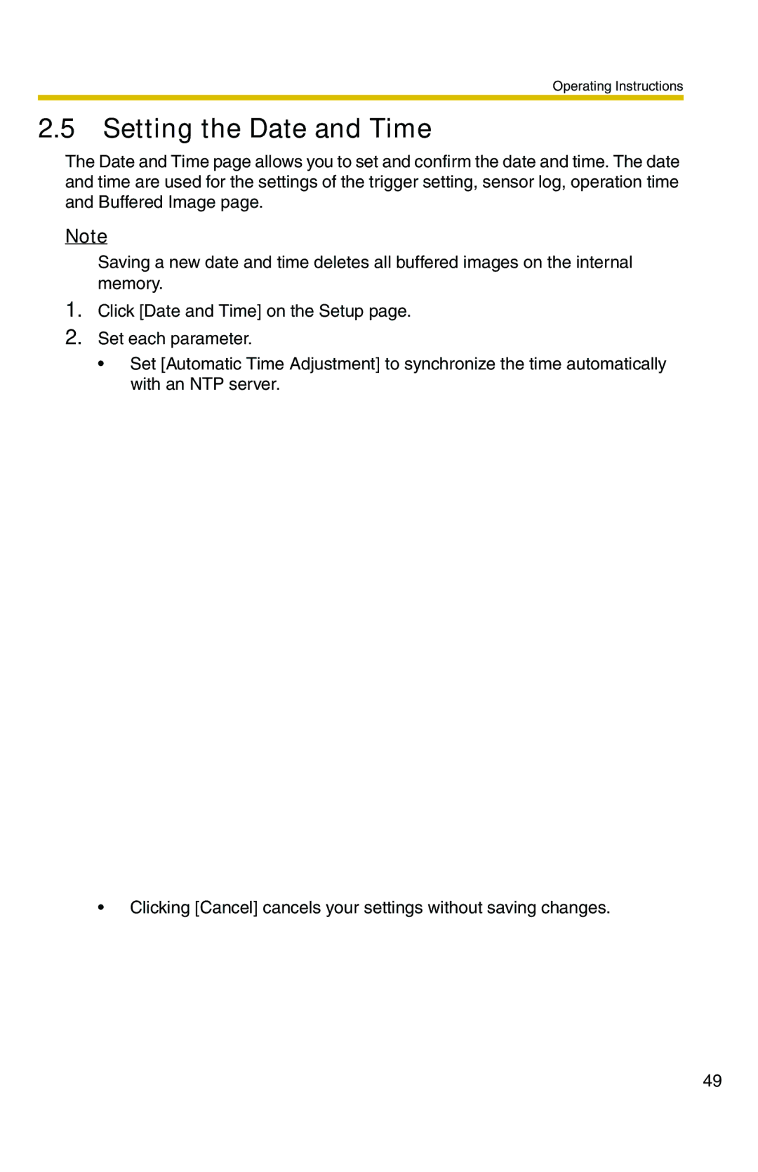 Panasonic BL-C1 operating instructions Setting the Date and Time 