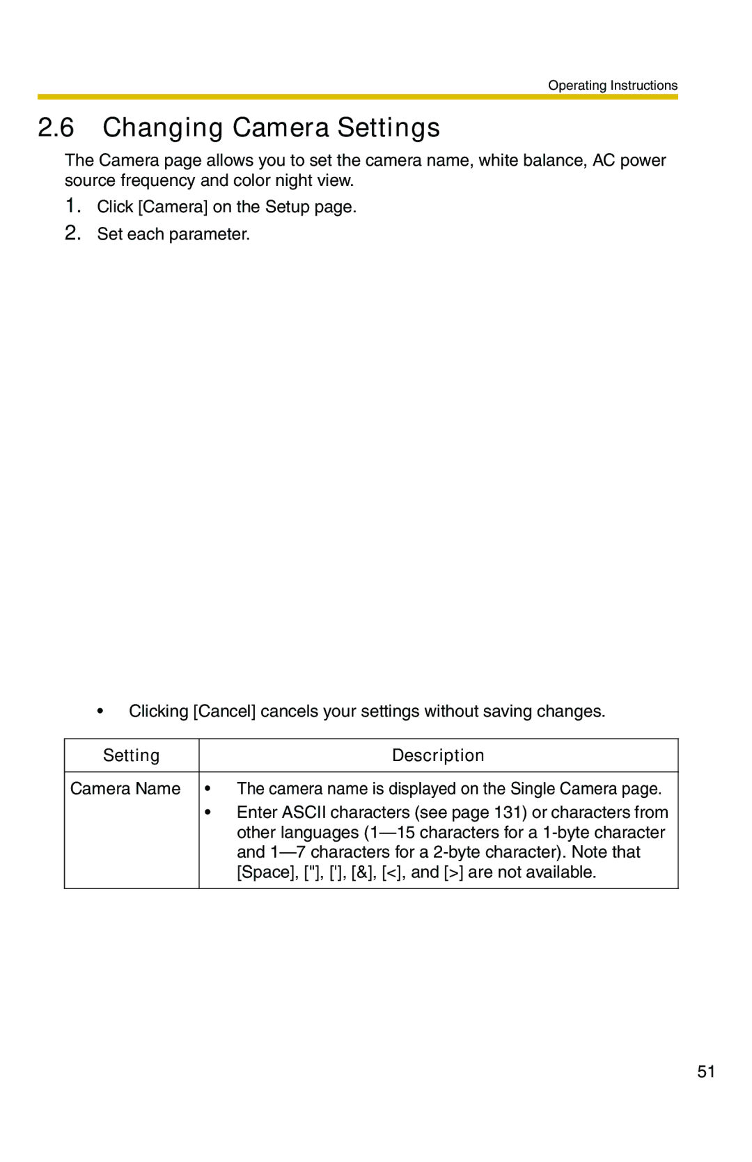 Panasonic BL-C1 operating instructions Changing Camera Settings 