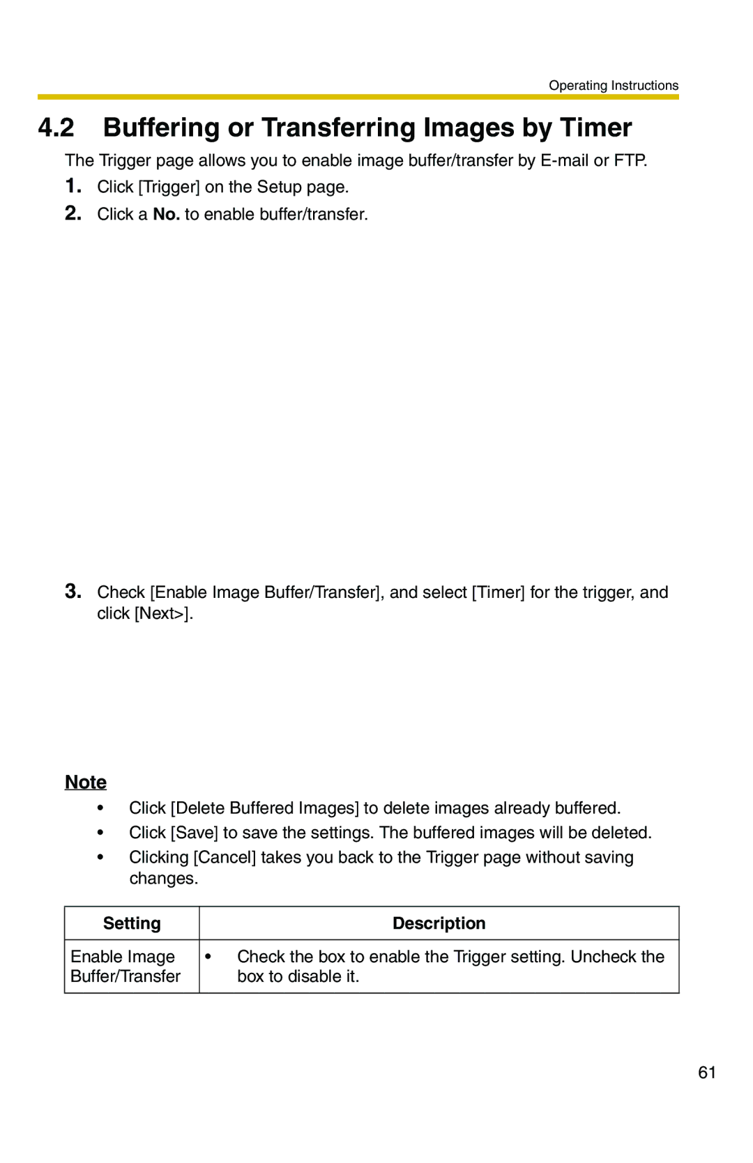 Panasonic BL-C1 operating instructions Buffering or Transferring Images by Timer 