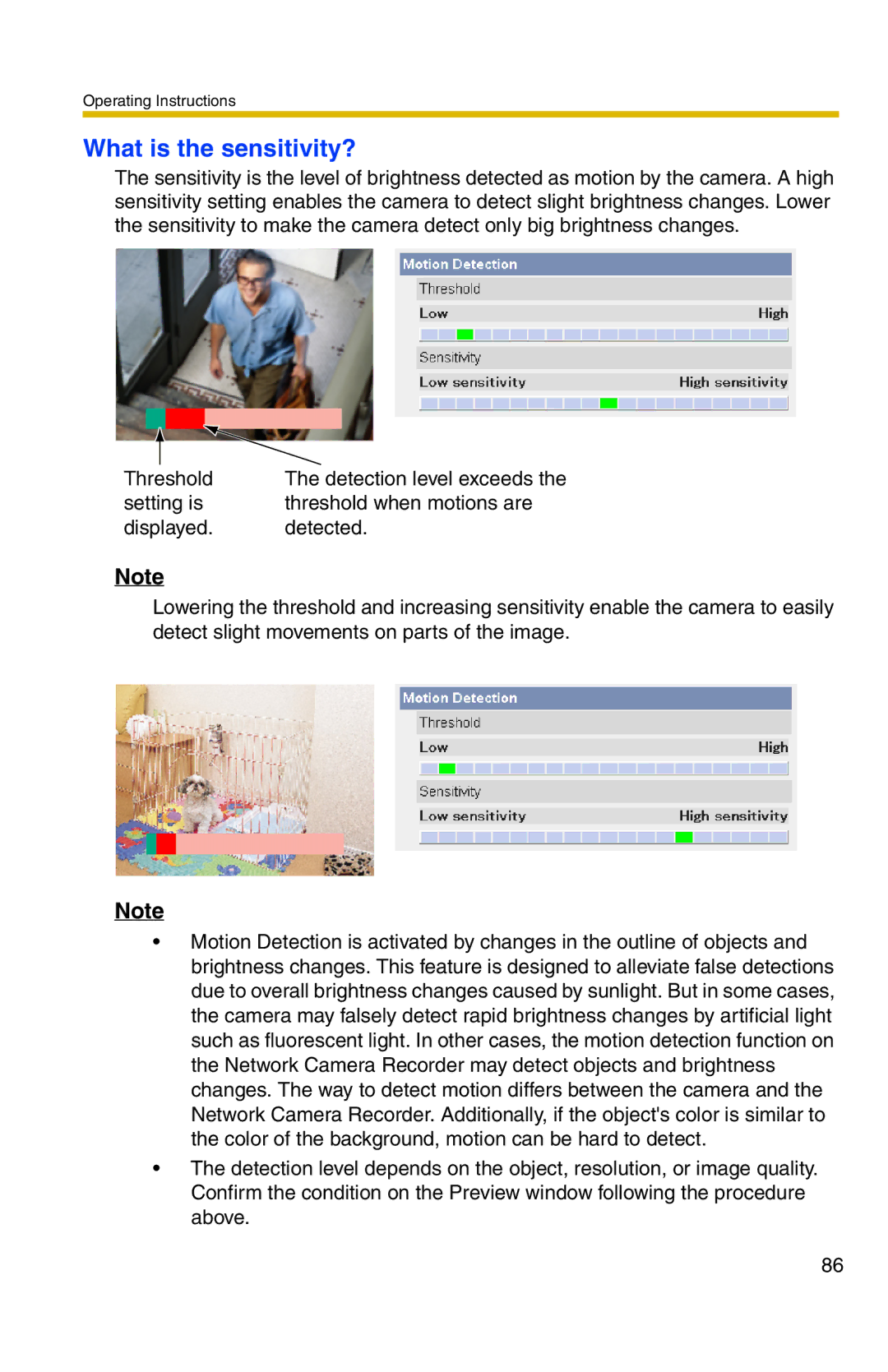 Panasonic BL-C1 operating instructions What is the sensitivity? 