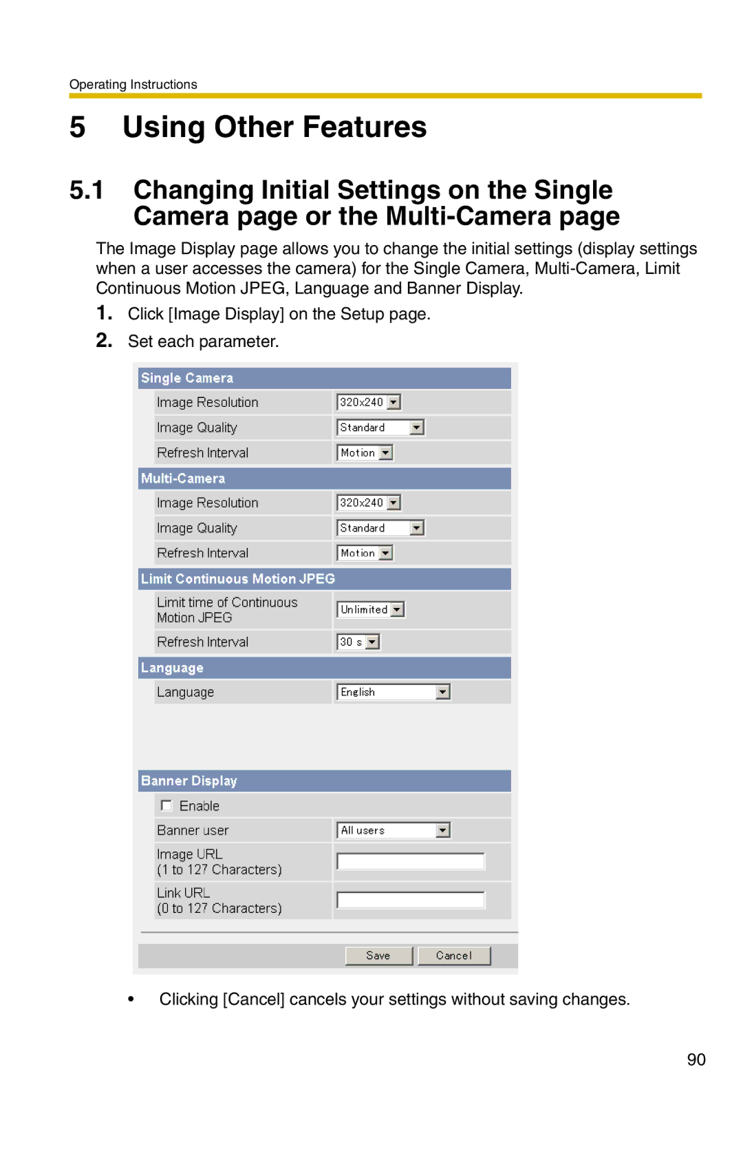 Panasonic BL-C1 operating instructions Using Other Features 