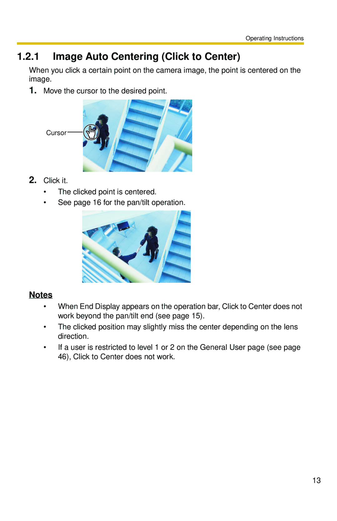 Panasonic BL-C10 operating instructions Image Auto Centering Click to Center 