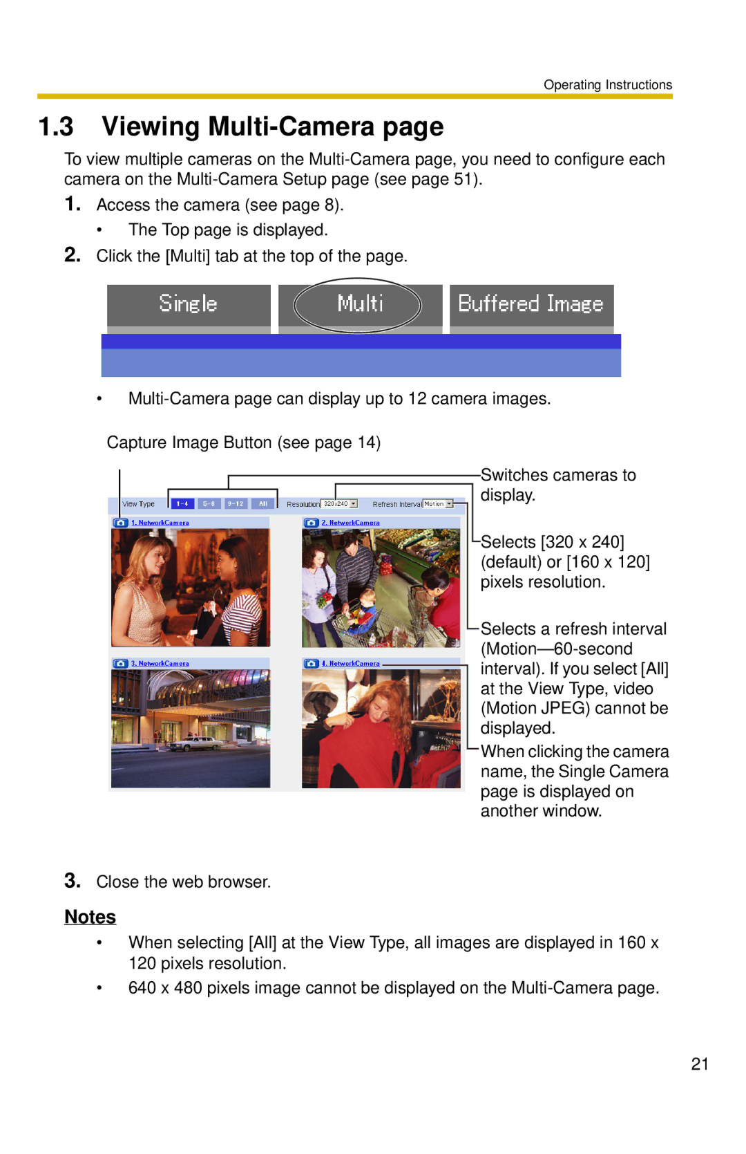 Panasonic BL-C10 operating instructions Viewing Multi-Camera 