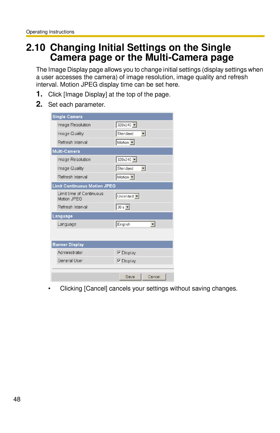 Panasonic BL-C10 operating instructions Operating Instructions 