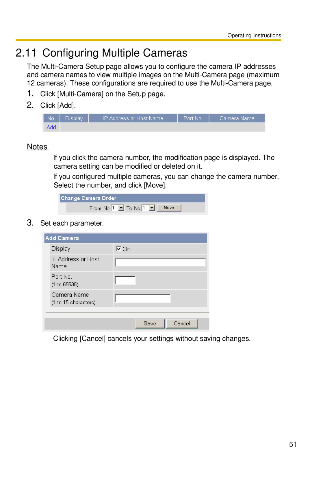 Panasonic BL-C10 operating instructions Configuring Multiple Cameras 